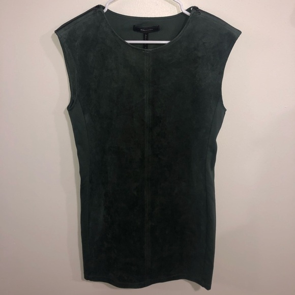 NWT BCBG Maxazria suede dark green mini sleeveless dress Fall S